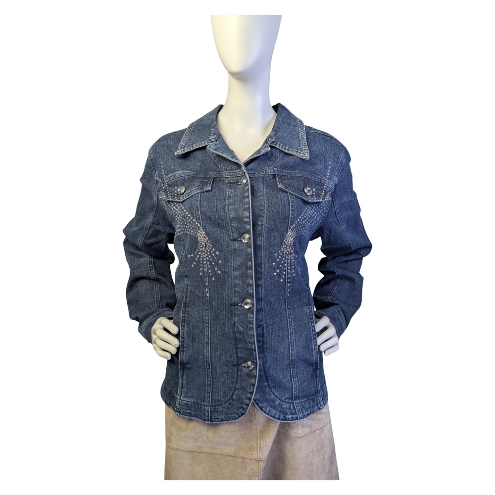 Rhinestone Studded Denim Jacket | Katina Marie | Y2K Glam Western | Size M